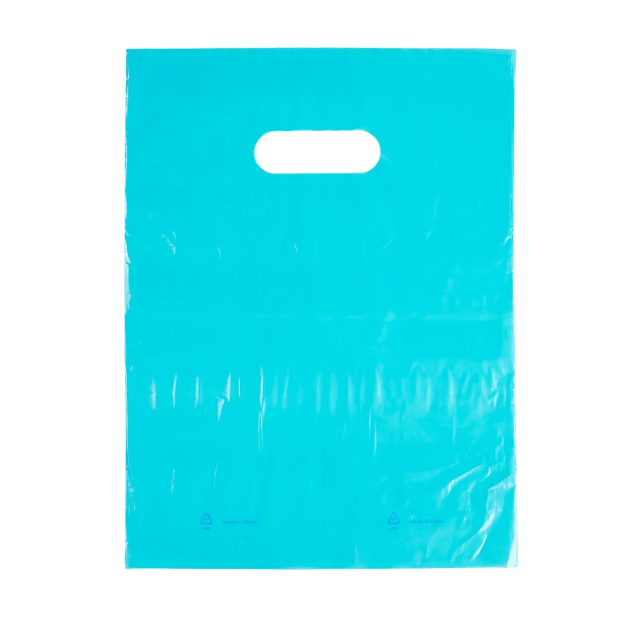Teal Blue Plastic Shopping Bags with Die Cut Handles Lightweight 9x12 Pack of 1,000 S253