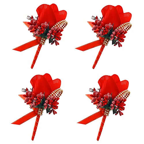 4 Packs White Wrist Corsage N198