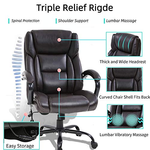 PU Leather Ergonomic High Back Office Chair with Massage Lumbar Support X6789