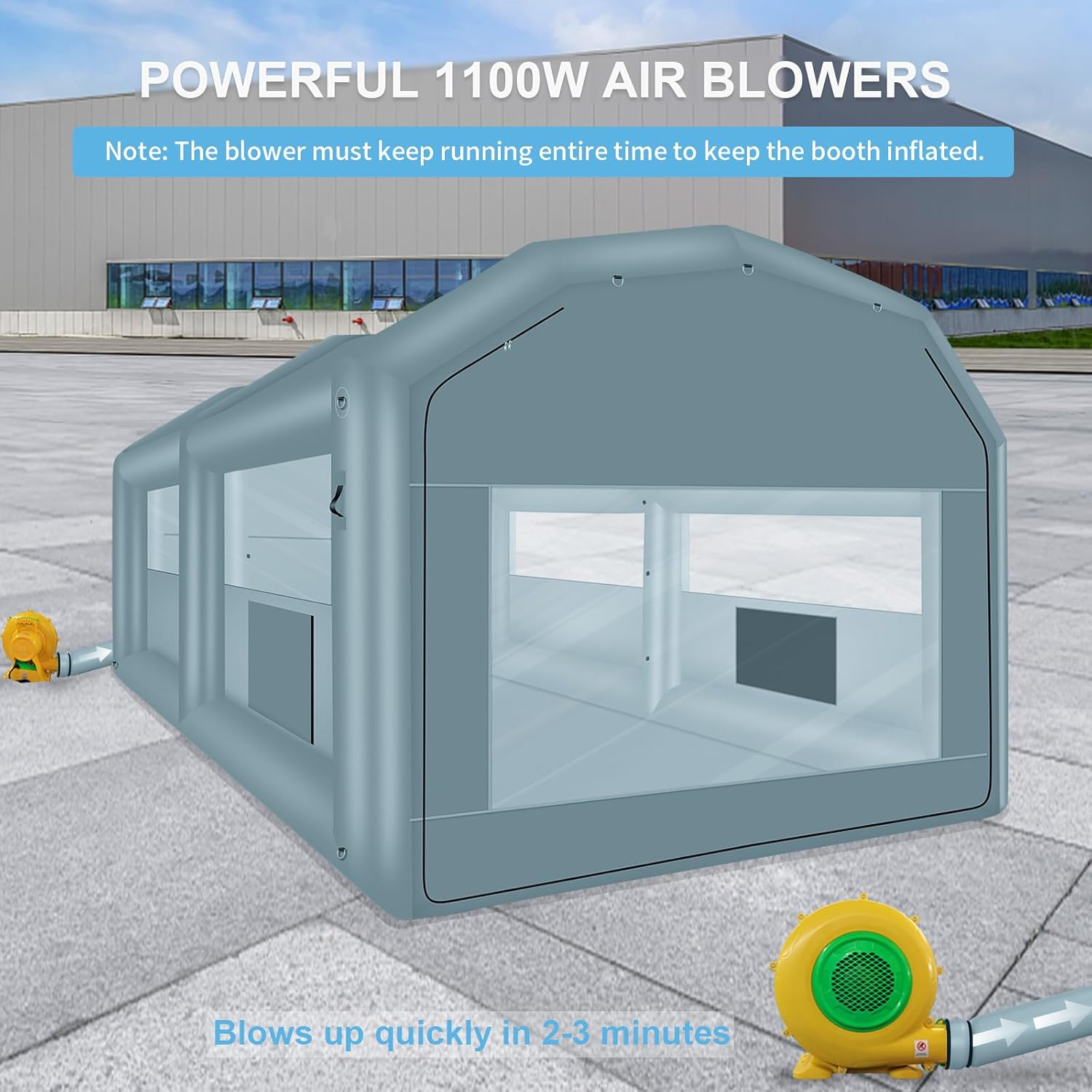 Inflatable Paint Booth 20 x 13.5 x 9.7ft Portable Spray Booth Tent with 1100W Blower Q929451