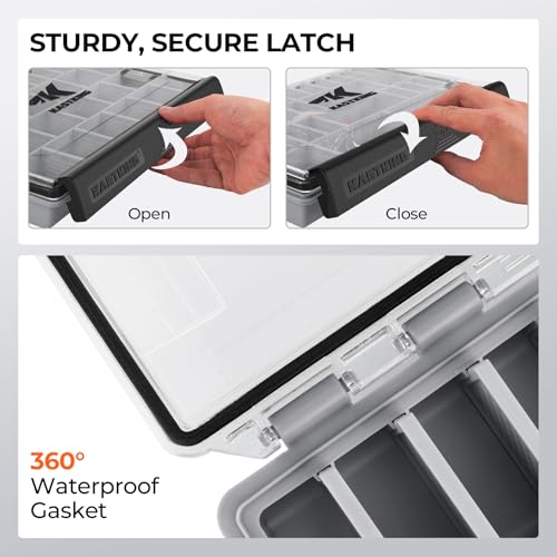 Black Waterproof Tackle Box with Removable Dividers T12086