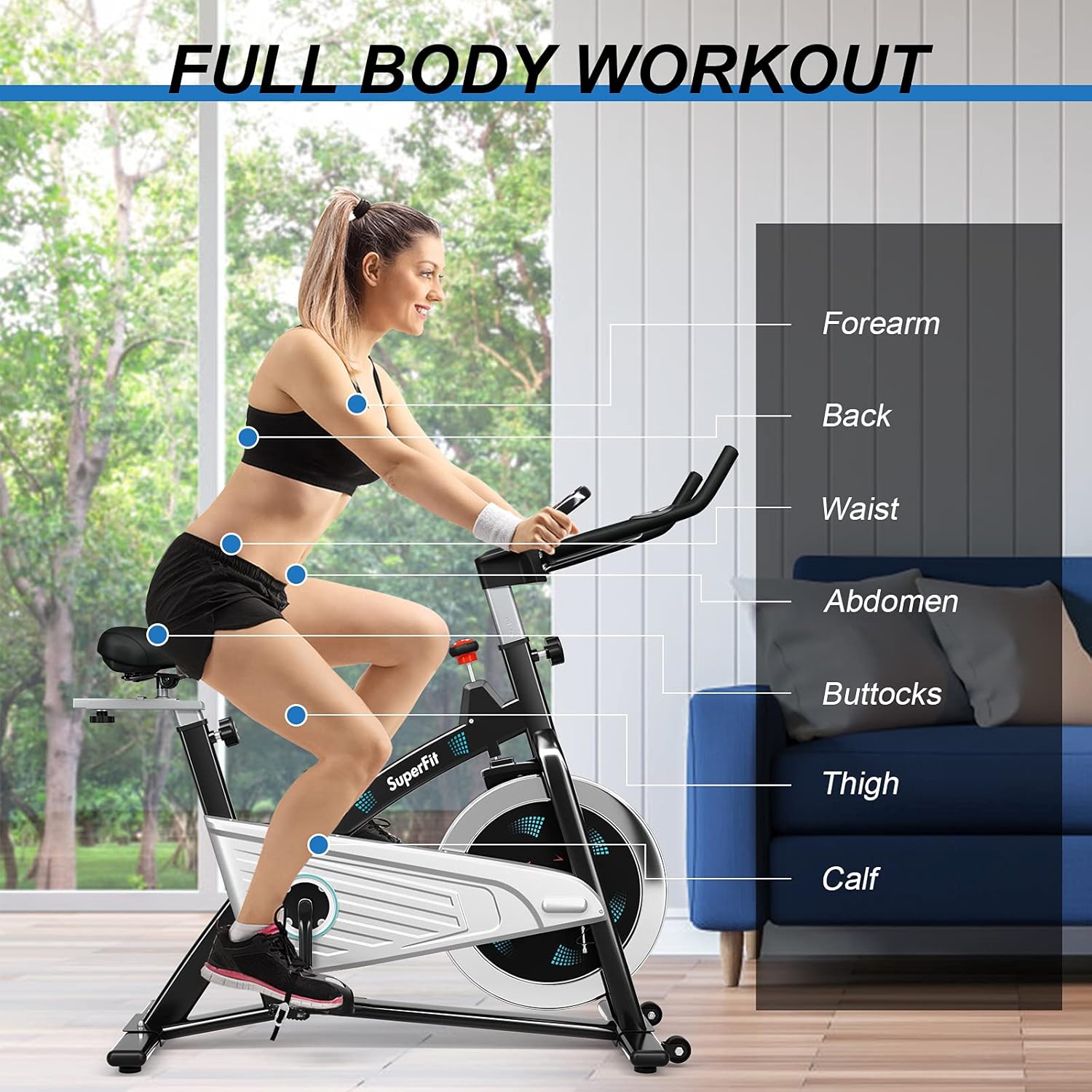 Magnetic Belt Drive Indoor Exercise Cycling Bike with LCD Monitor M583