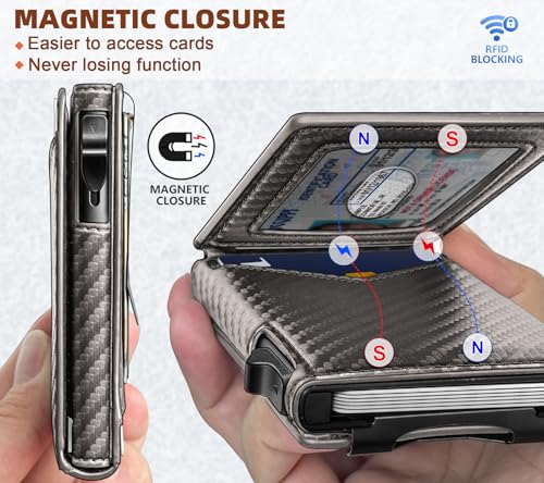 Men Wallet Money Clip Wallet Slim 9 Cards Metal Credit Card Case Magnetic Leather Flip Z7761