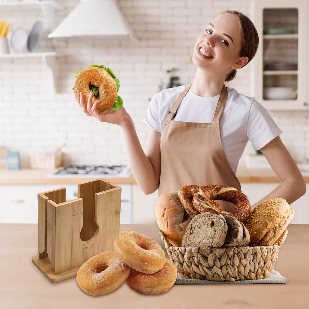 Bamboo Bagel Slicer with Anti-Slip Silicone Base M422932