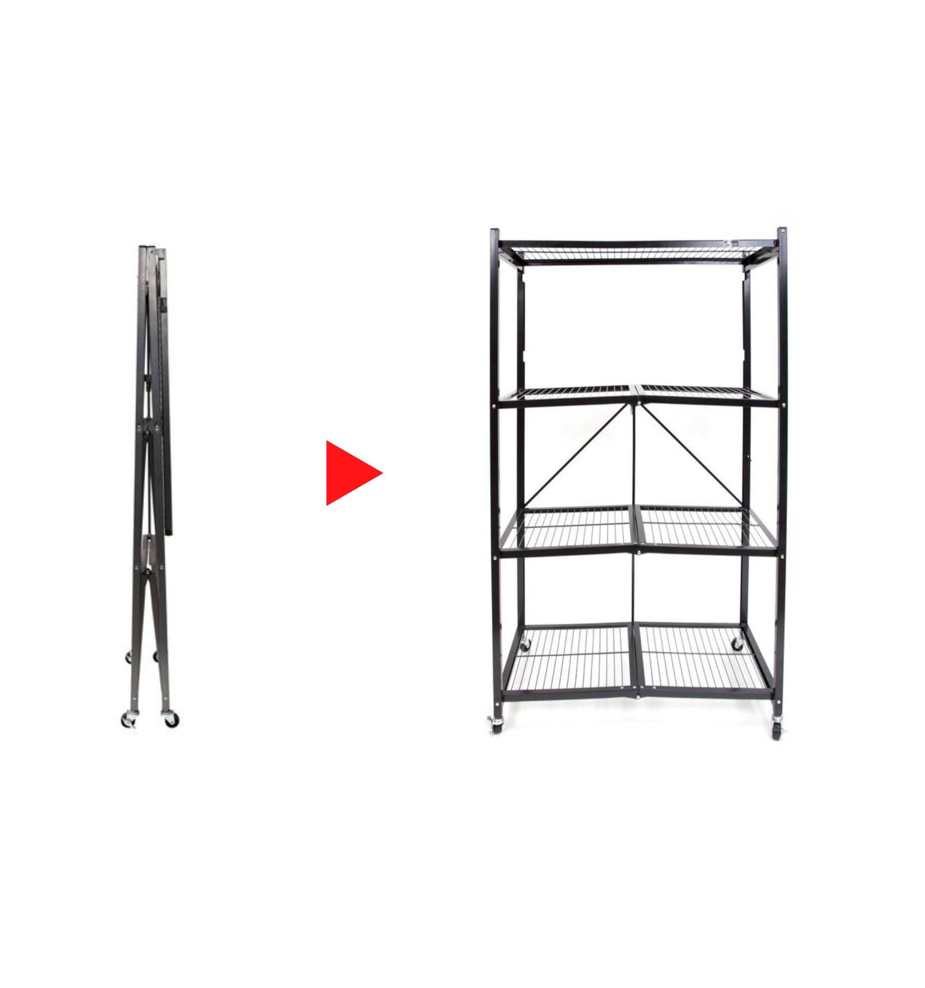 Large 4-Tier Heavy-Duty Rack with Casters Red B405