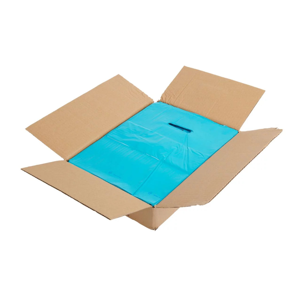 Teal Blue Plastic Shopping Bags with Die Cut Handles Lightweight 9x12 Pack of 1,000 S253