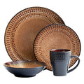 16-Piece Stoneware Dinnerware Set, Dark Brown M954693