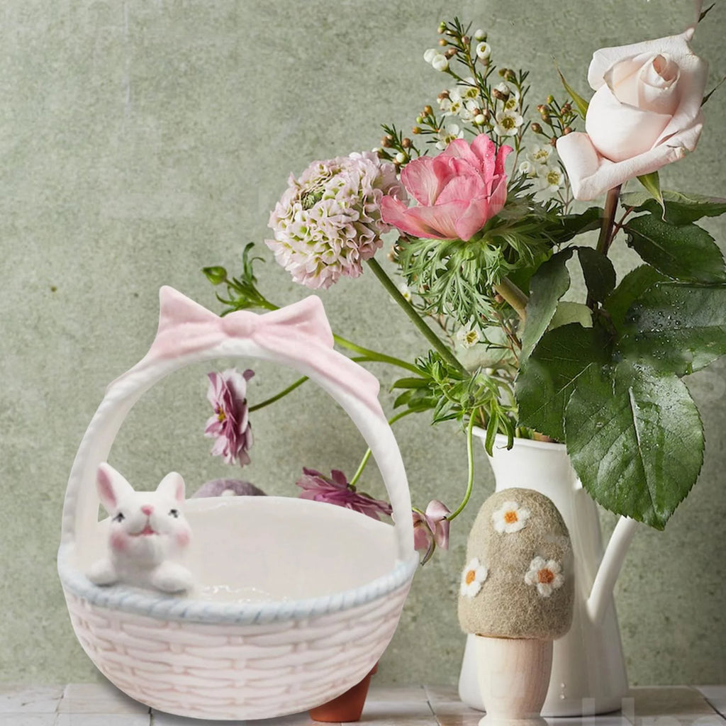 Ceramic Rabbit Easter Basket Bunny Bowls Small Candy Serving Bowls Y5966