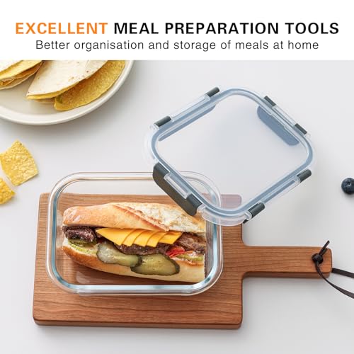 10 Pack 22 Oz Glass Meal Prep Containers with Lids, Gray Y110