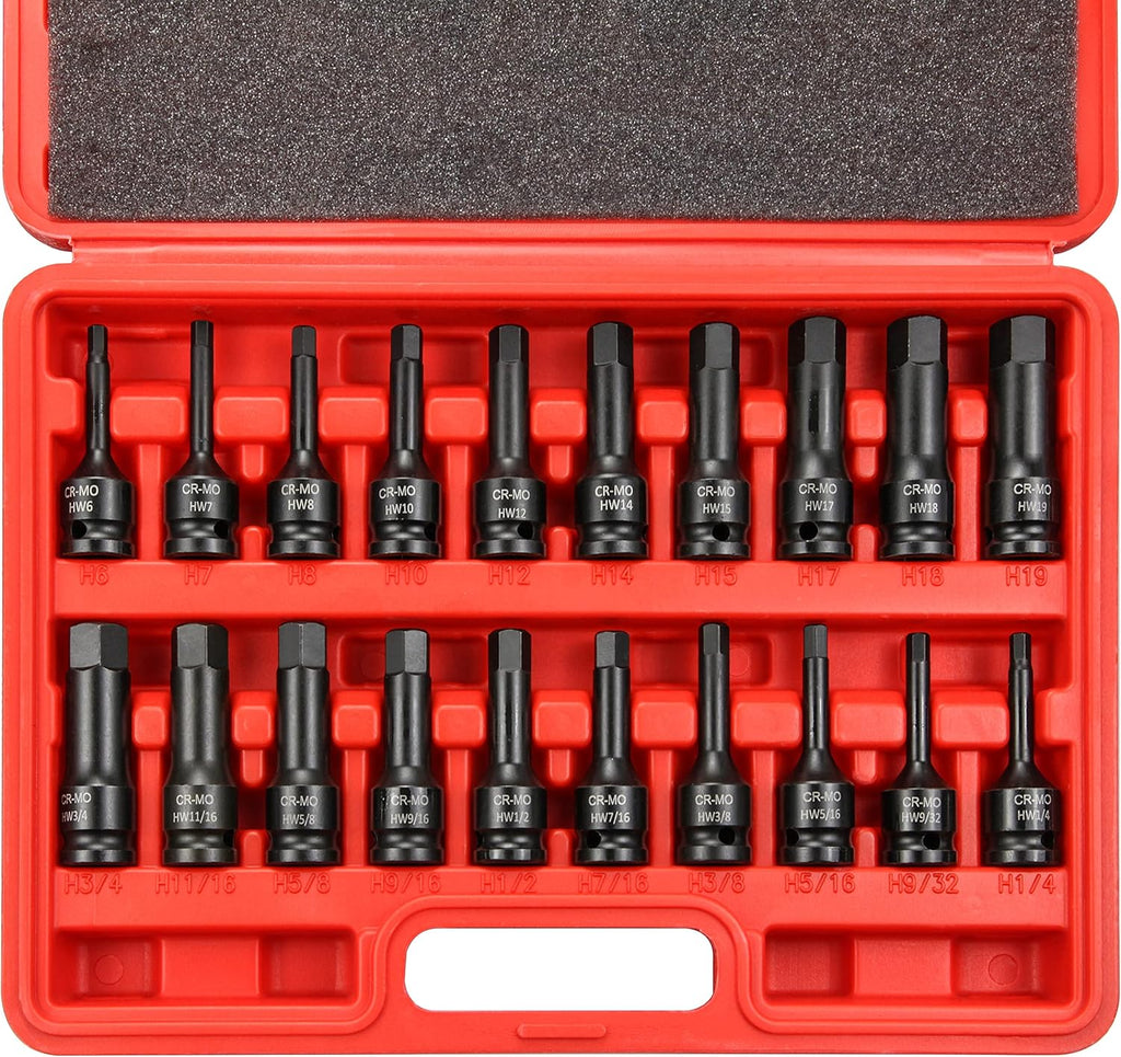 20 Piece 1/2 Drive Master Impact Hex Driver Set with Storage Case K433