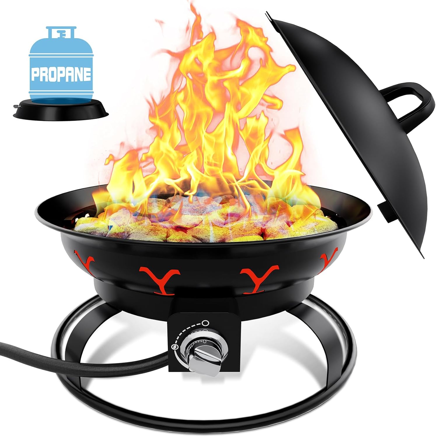 Portable Propane Fire Pit with Lid B7193