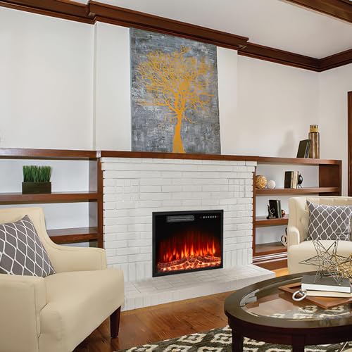 White Fireplace TV Stand with Electric Fireplace R65579