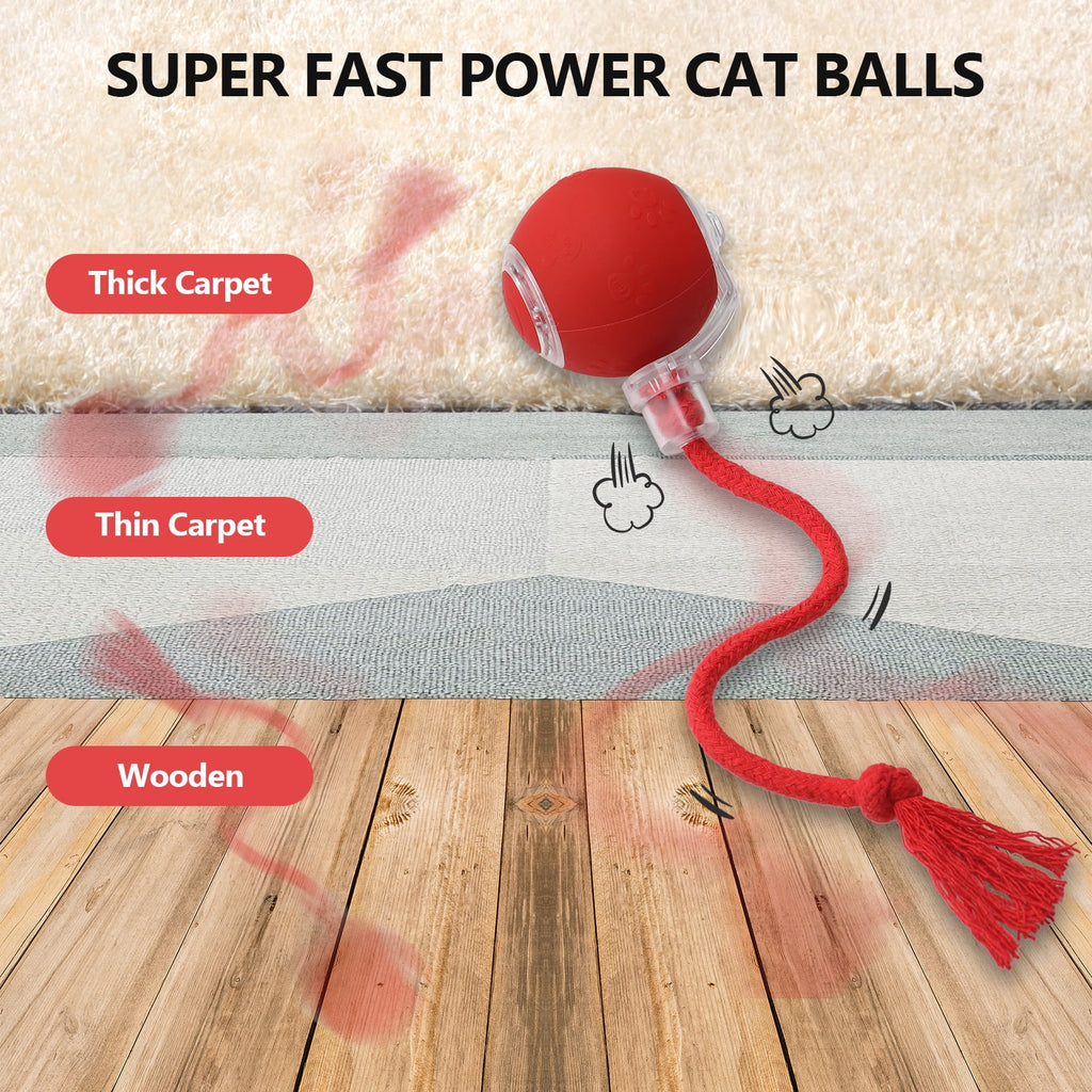 Motion-Activated Rolling Cat Toy with Tail (Yellow) P669499
