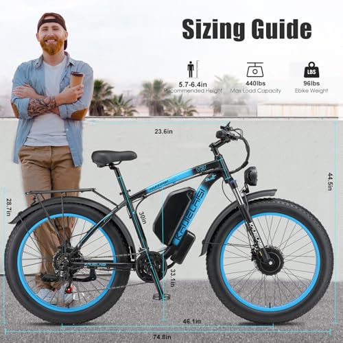 26 Inch Fat Tire Electric Mountain Bike 4000W Peak 48V 23Ah 21 Speed G318158