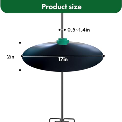 17" Extra Large Black Metal Squirrel Baffle for Bird Feeder Pole X139