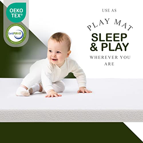Organic Cotton Crib Topper with Ventilated 2-Inch Memory Foam Mattress Topper Pad F517892