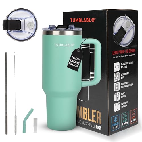40 oz Insulated Stainless Steel Tumbler with Handle and Straw Lid G236667