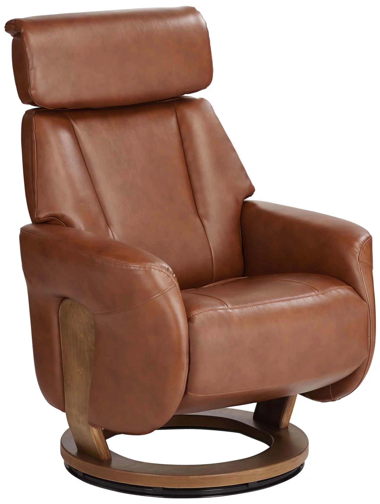 Brown Swivel Faux Leather Recliner Chair X857538
