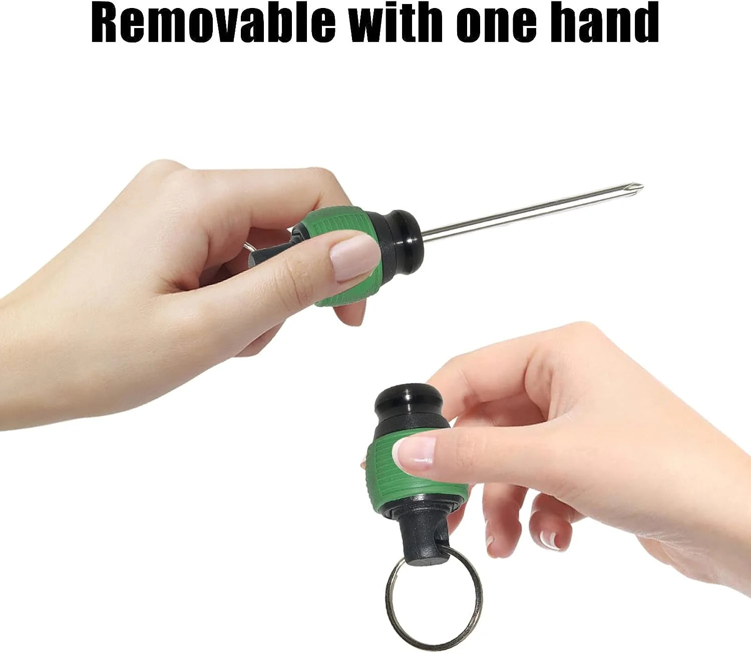 5 Pieces 1/4 Inch Ball Grip Bit Holder with Keychain Ring and Black Carabiner T5615