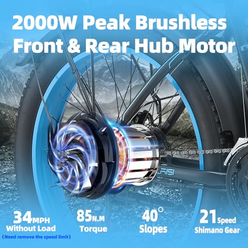 26 Inch Fat Tire Electric Mountain Bike 4000W Peak 48V 23Ah 21 Speed G318158