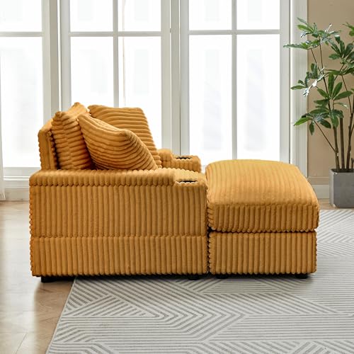 Oversized Corduroy Chaise Longue with Ottoman K863