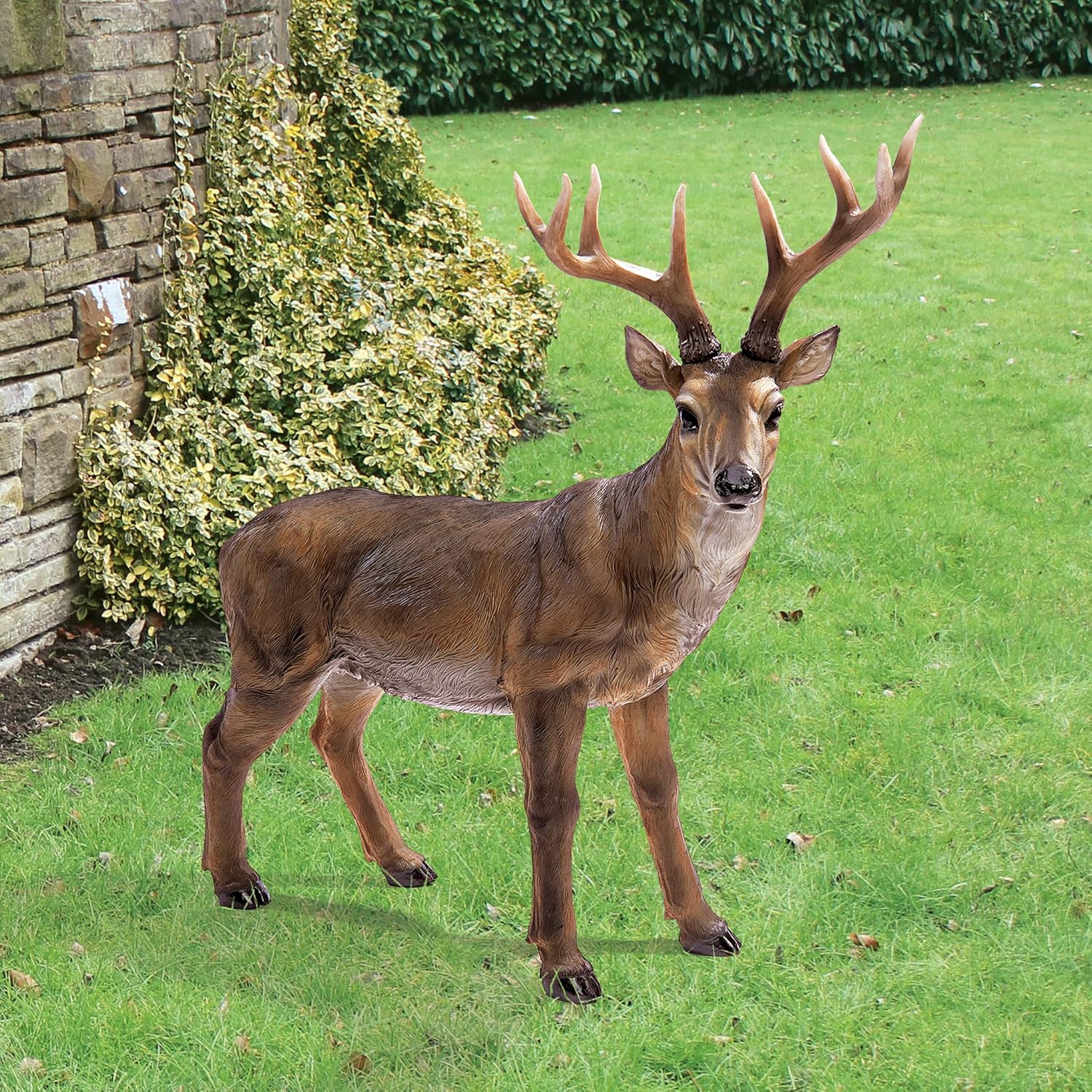 28 Inches Long Brown Handcast Polyresin Deer Statue Y2136