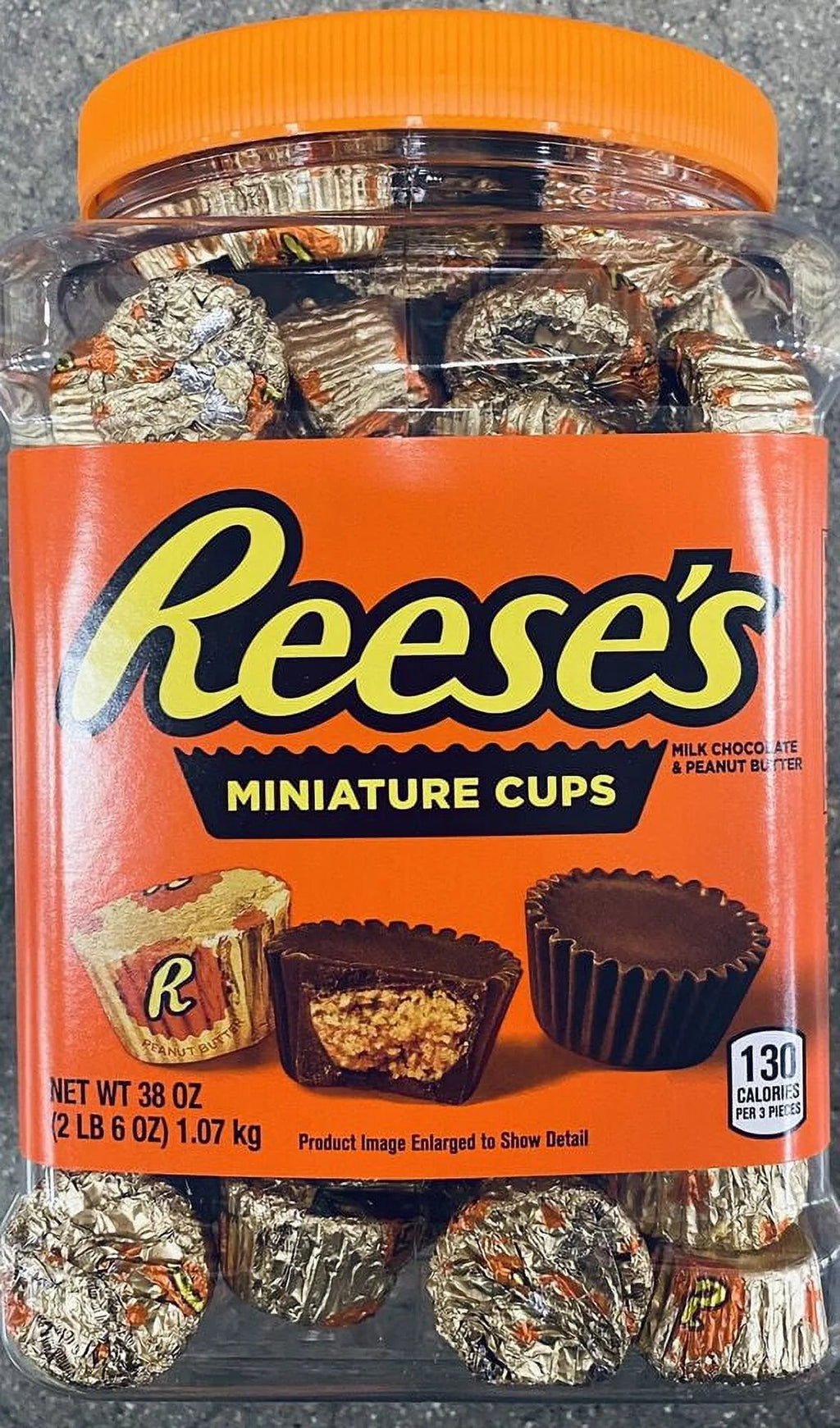 2 Packs Reese's Miniatures Milk Chocolate Peanut Butter Cups 38 Oz Each Tub U828