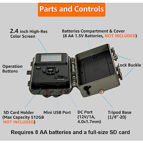 64MP 1296p Trail Camera with No Glow Night Vision I50614