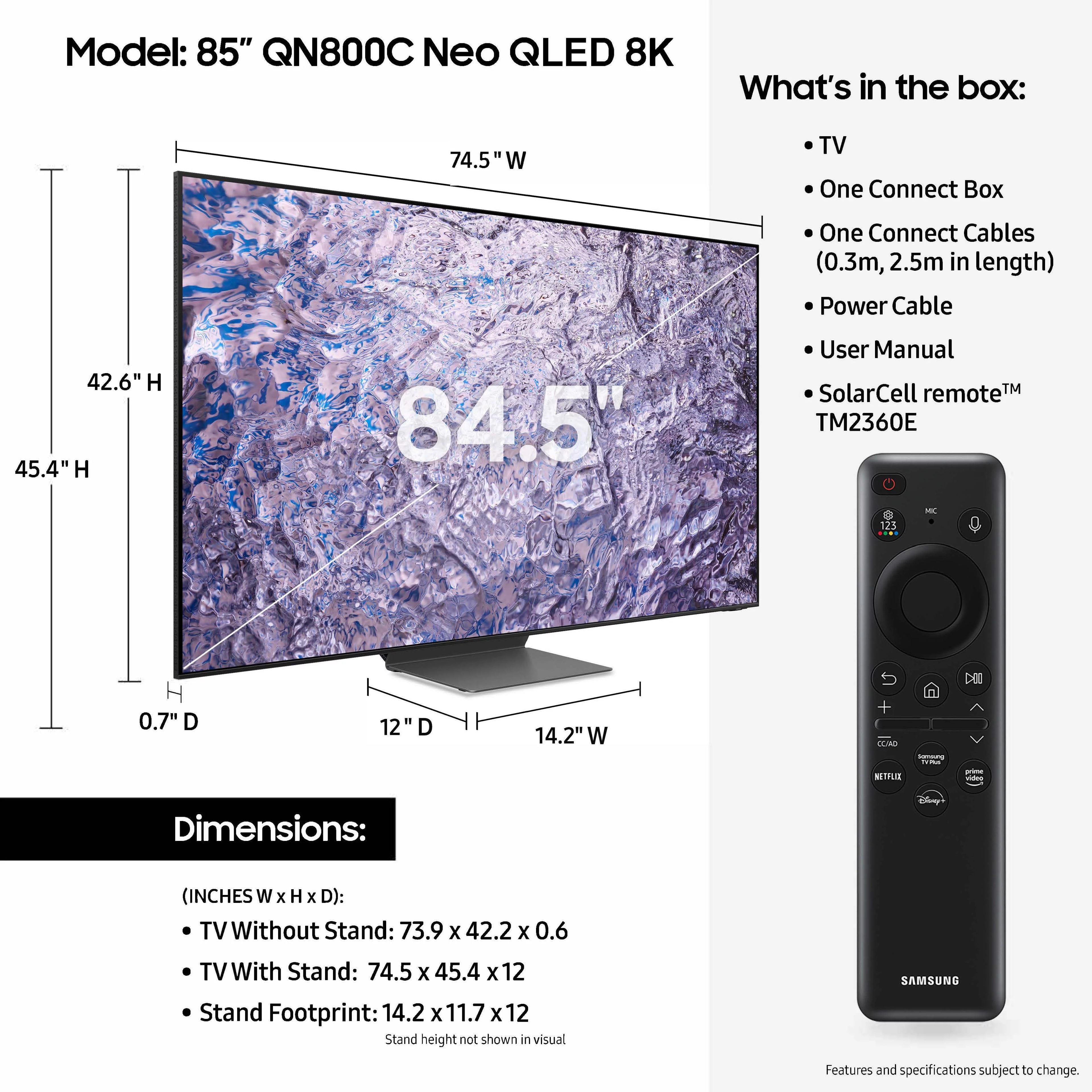 85" Neo QLED 8K Smart TV with Tilt Mount and Screen Cleaner Kit Z7862