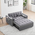 Gray Velvet Convertible Sleeper Sofa with Pull Out Bed V5996