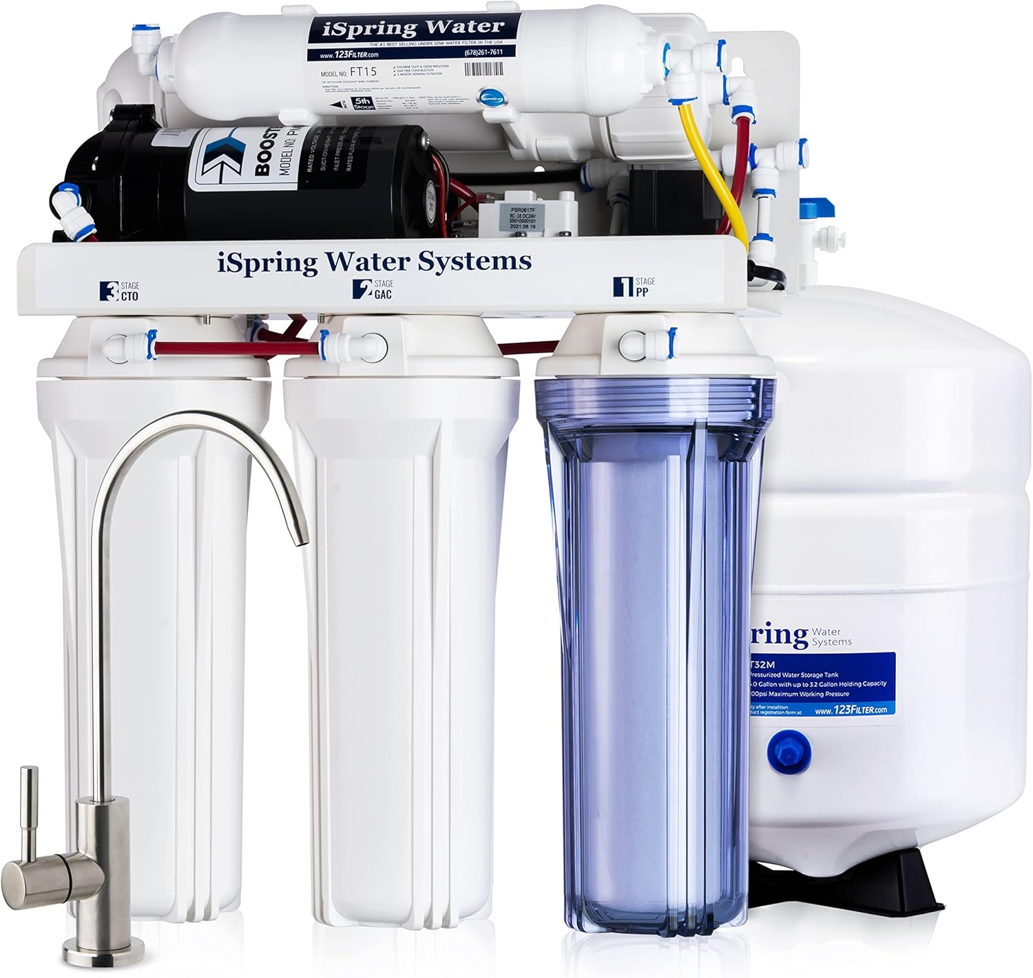 High Capacity 5-Stage Under Sink Reverse Osmosis Water Filter, 100 GPD W709298