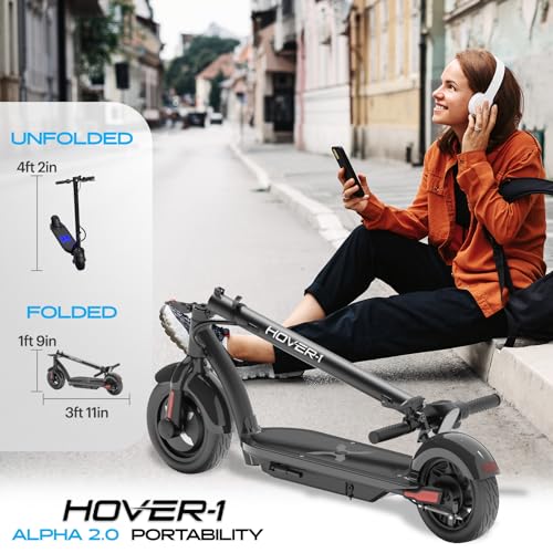 Foldable Electric Scooter with 450W Brushless Motor, 18 mph Max Speed, 10" Air-Filled Tires and 12 Mile Range H432