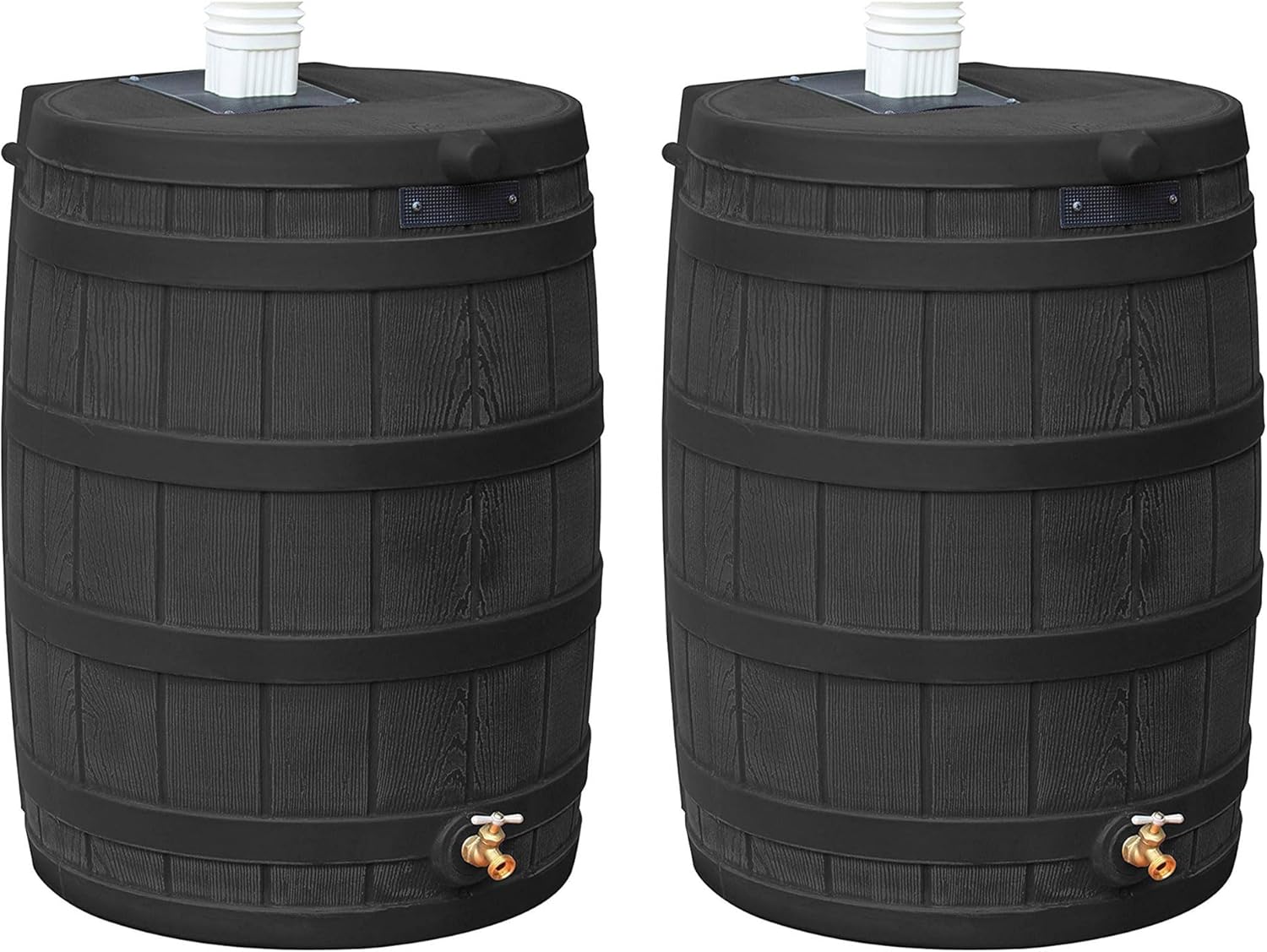 40 Gallon Black Plastic Rain Water Storage Barrel Drum with Brass Spigot (2 Pack) V336330