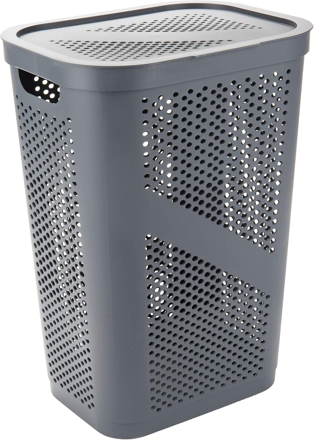 60L Slim Plastic Laundry Hamper with Lid, Gray E29711