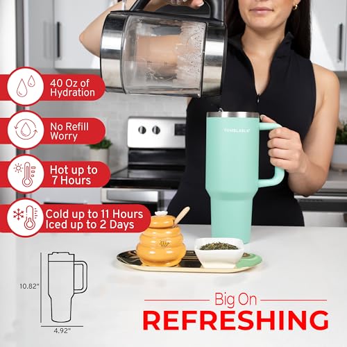 40 oz Insulated Stainless Steel Tumbler with Handle and Straw Lid G236667