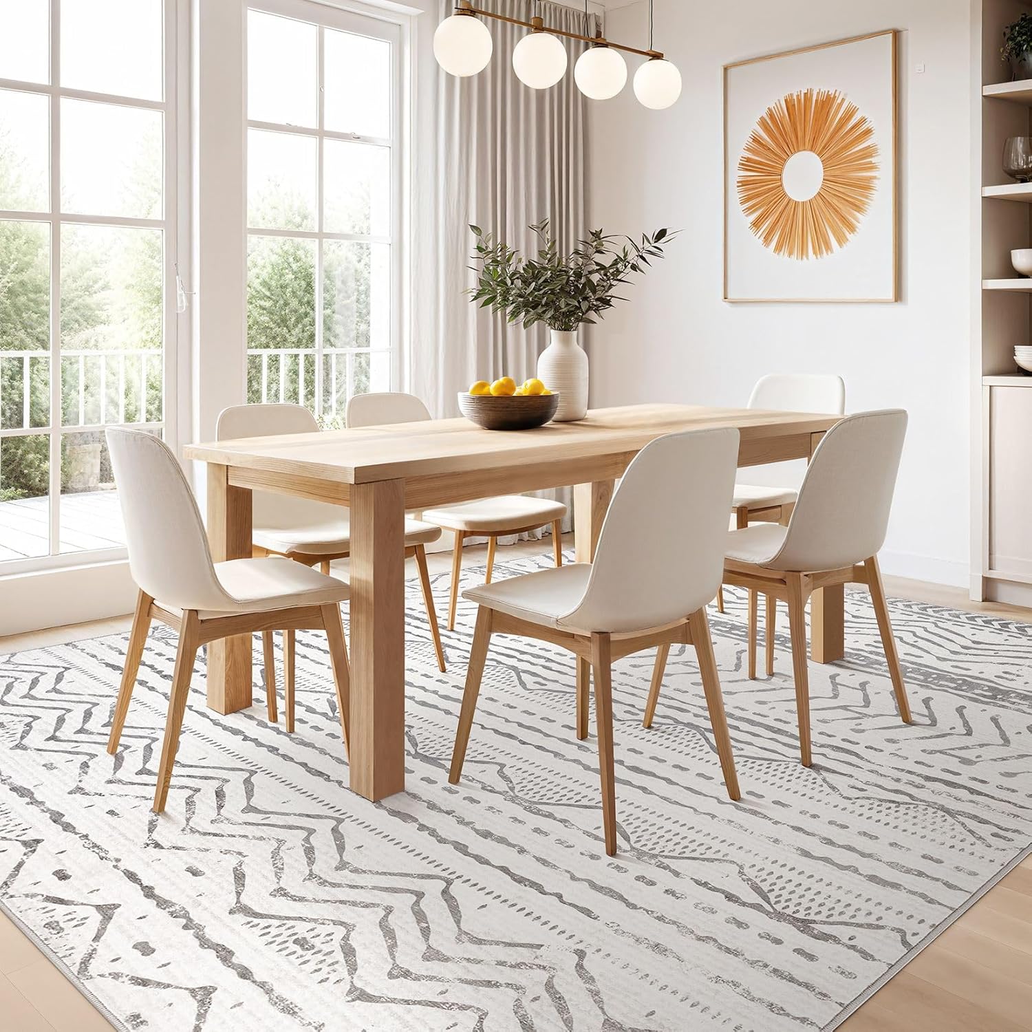 Grey 9x12 Machine Washable Area Rug B51674