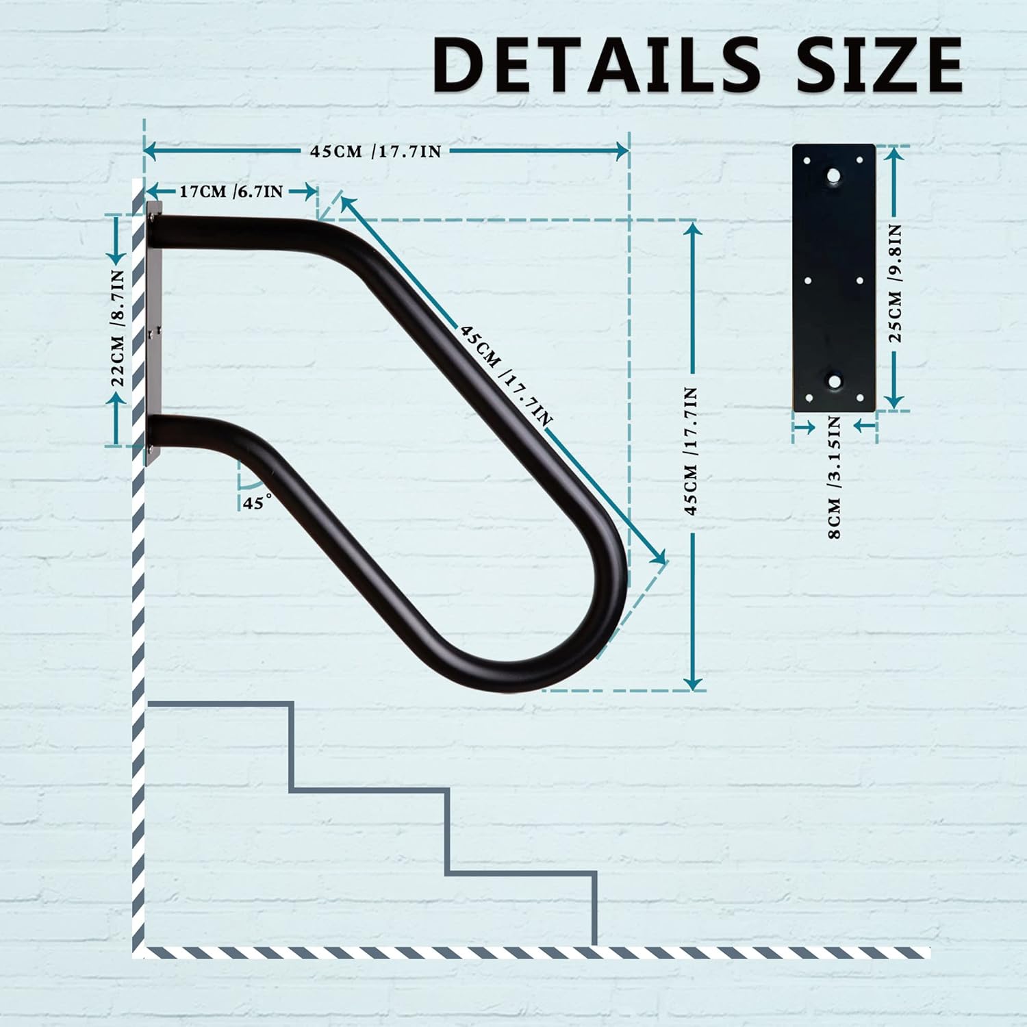 304SS Wall Mounted U Shaped Handrail 1.25" Tube Hand Railing T906663