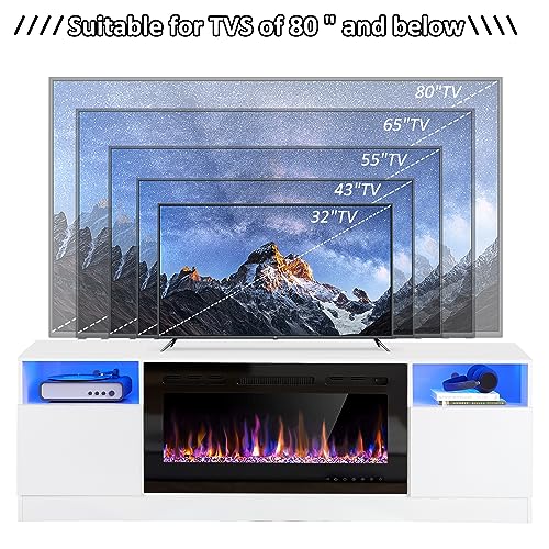 Black 70" Fireplace TV Stand with 36" Electric Fireplace U445