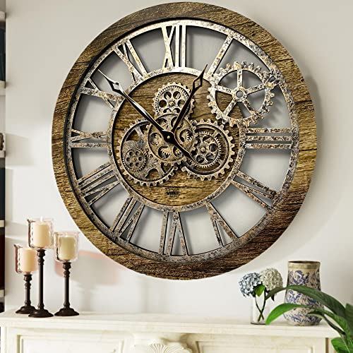 Vintage Ocean Blue and Bronze Oversized Gear Wall Clock P149944