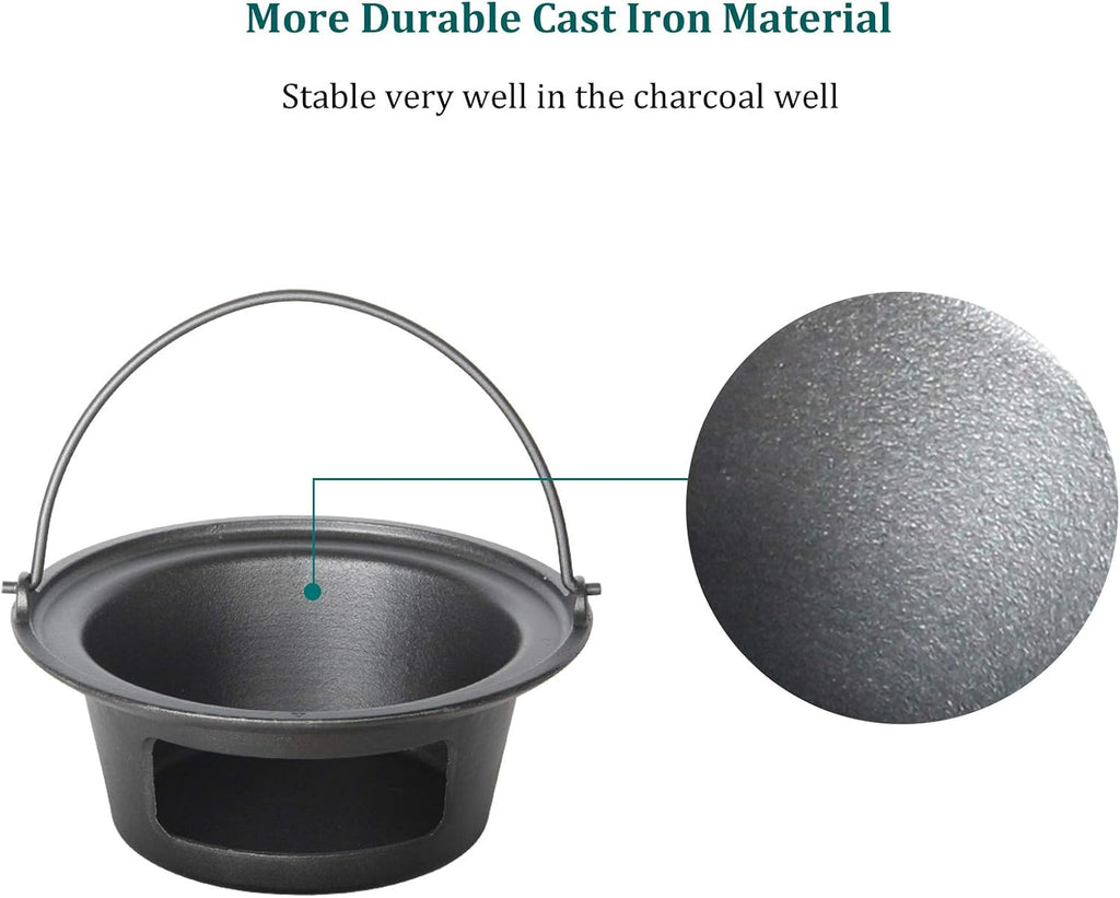 Cast Iron Ash Can with Handle Charcoal Ash Basket J5561