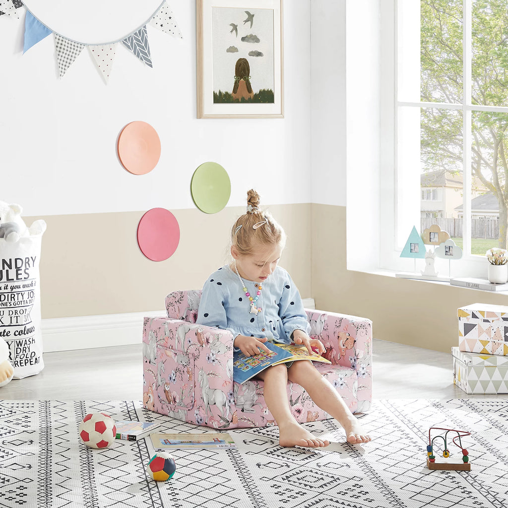 Pink Unicorn Convertible Kids Chair Sofa M3302