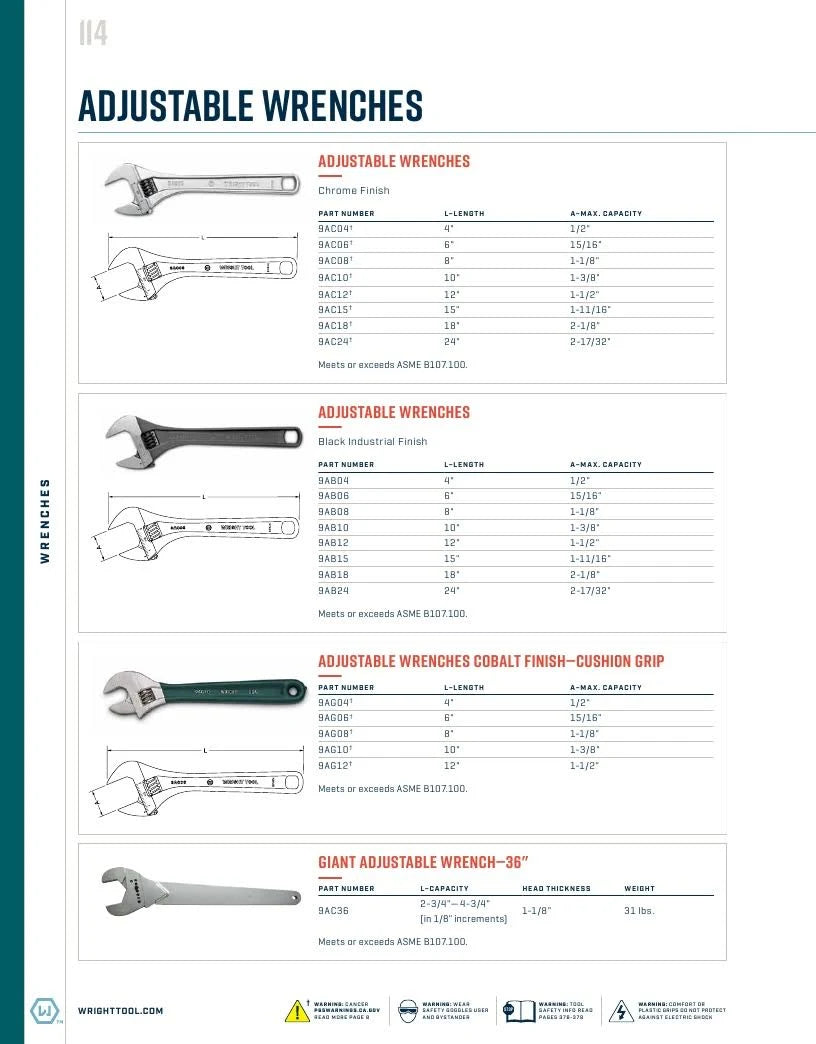 24x22 Adjustable Wrench Chrome G330