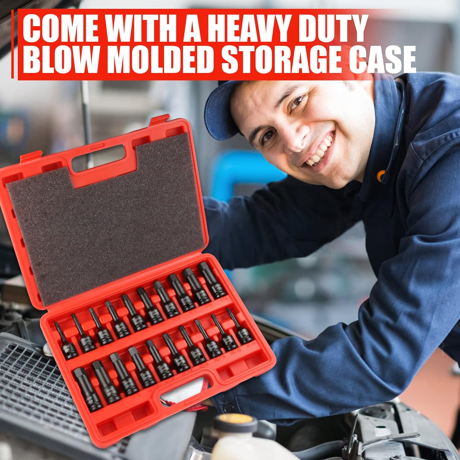 20 Piece 1/2 Drive Master Impact Hex Driver Set with Storage Case K433