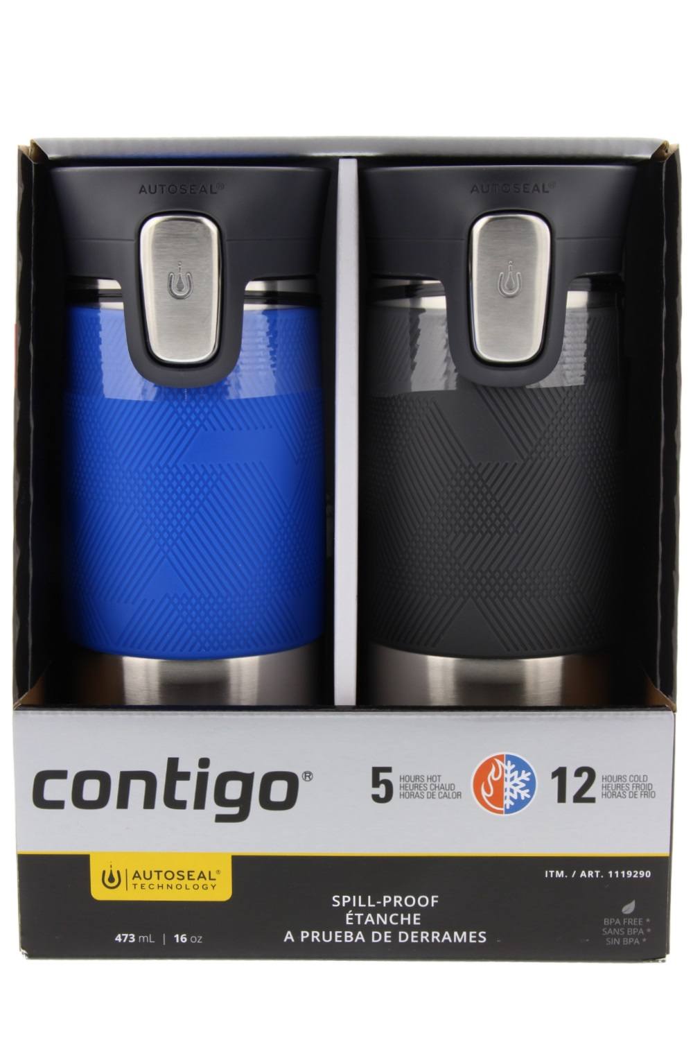 16oz Stainless Steel Spill-Proof Travel Mug (2 Pack) J94737
