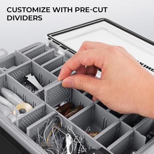 Black Waterproof Tackle Box with Removable Dividers T12086