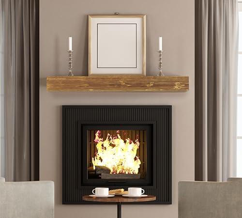 60" Rustic Wood Fireplace Mantel Floating Shelf G15105