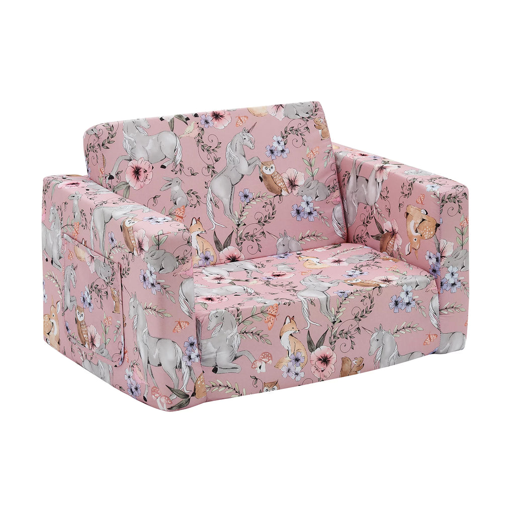 Pink Unicorn Convertible Kids Chair Sofa M3302