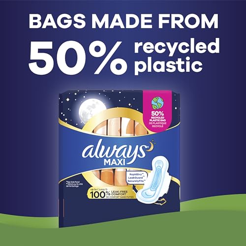 33 Count Overnight Unscented Maxi Pads with Wings L37083