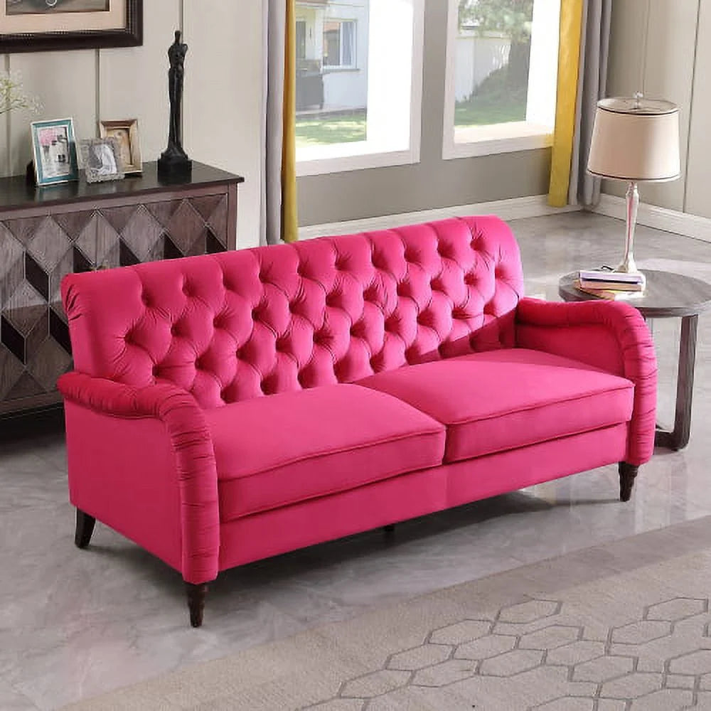 rose red 3 seater Chesterfield sofa E202449
