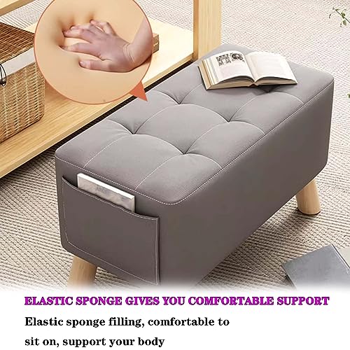 Rectangle Foot Stool with Padded Seat and Solid Wood Legs C986